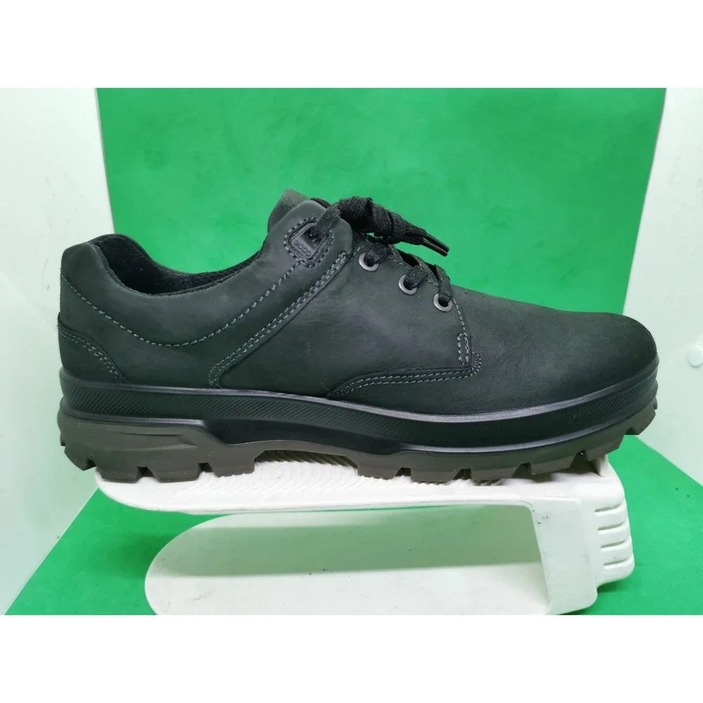 Ecco Hydromax Rugged Track Waterproof Low Shoes Black Leather Mens Siz 42 /8-8.5